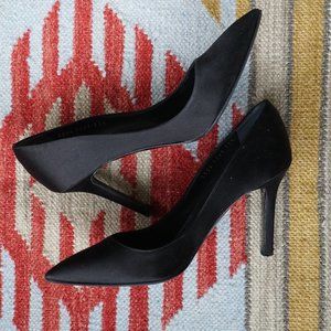 Classic black satin Sergio Rossi 3.5 inch heels